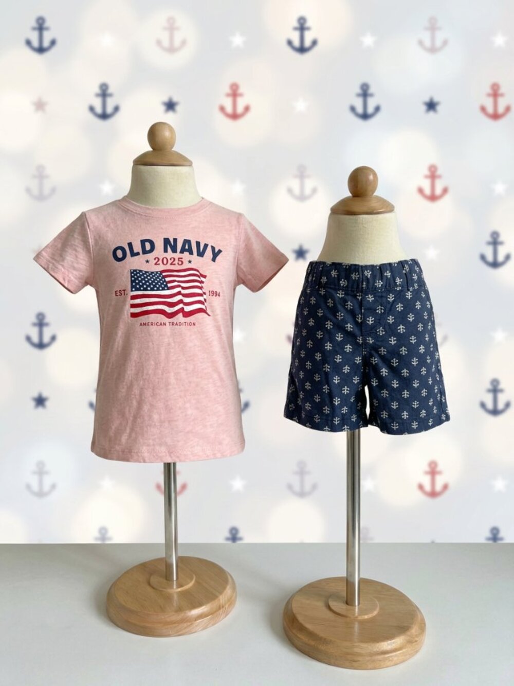 Girls 4T Set Old Navy American Flag Tee Floral Shorts